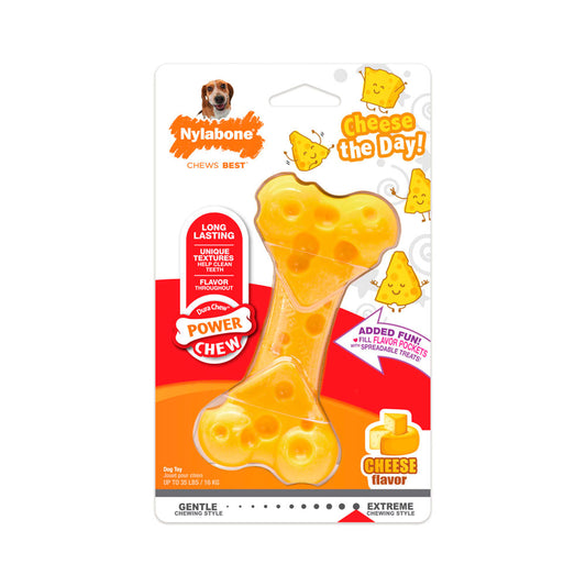 NYLABONE - Juguete Para Perro Forma Hueso Para Masticar Sabor Queso GDE