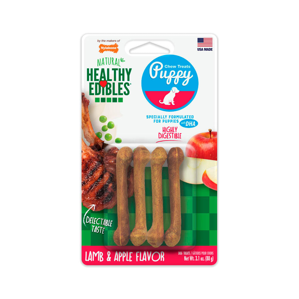NYLABONE - Premio Healthy Edibles Para Cachorro Sabor Cordero XCH 4 Pzas