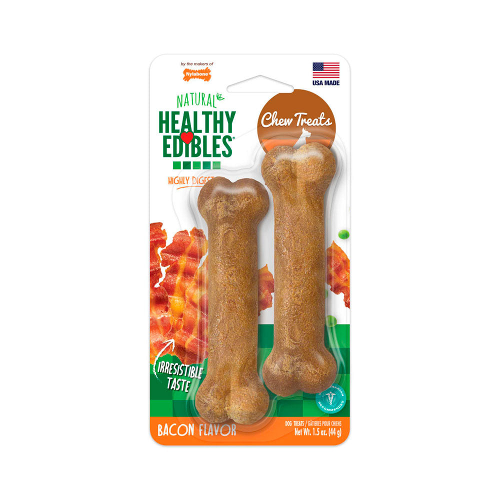 NYLABONE - Premio Healthy Edibles Para Perro Sabor Tocino XCH 2 Pzas