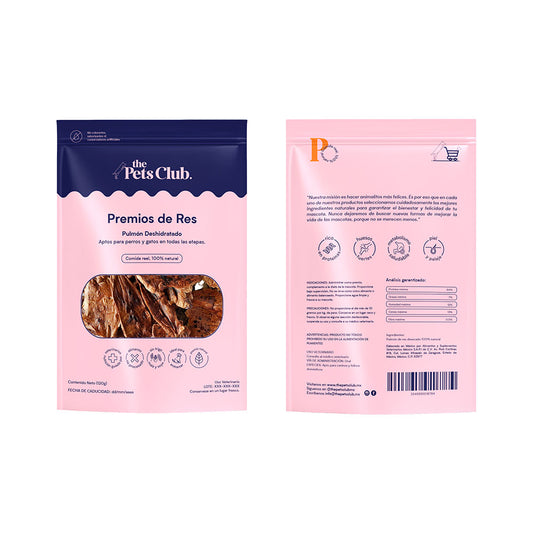 PETS CLUB - Premios Para Perro Y/O Gatos Pulmon De Res 90 g