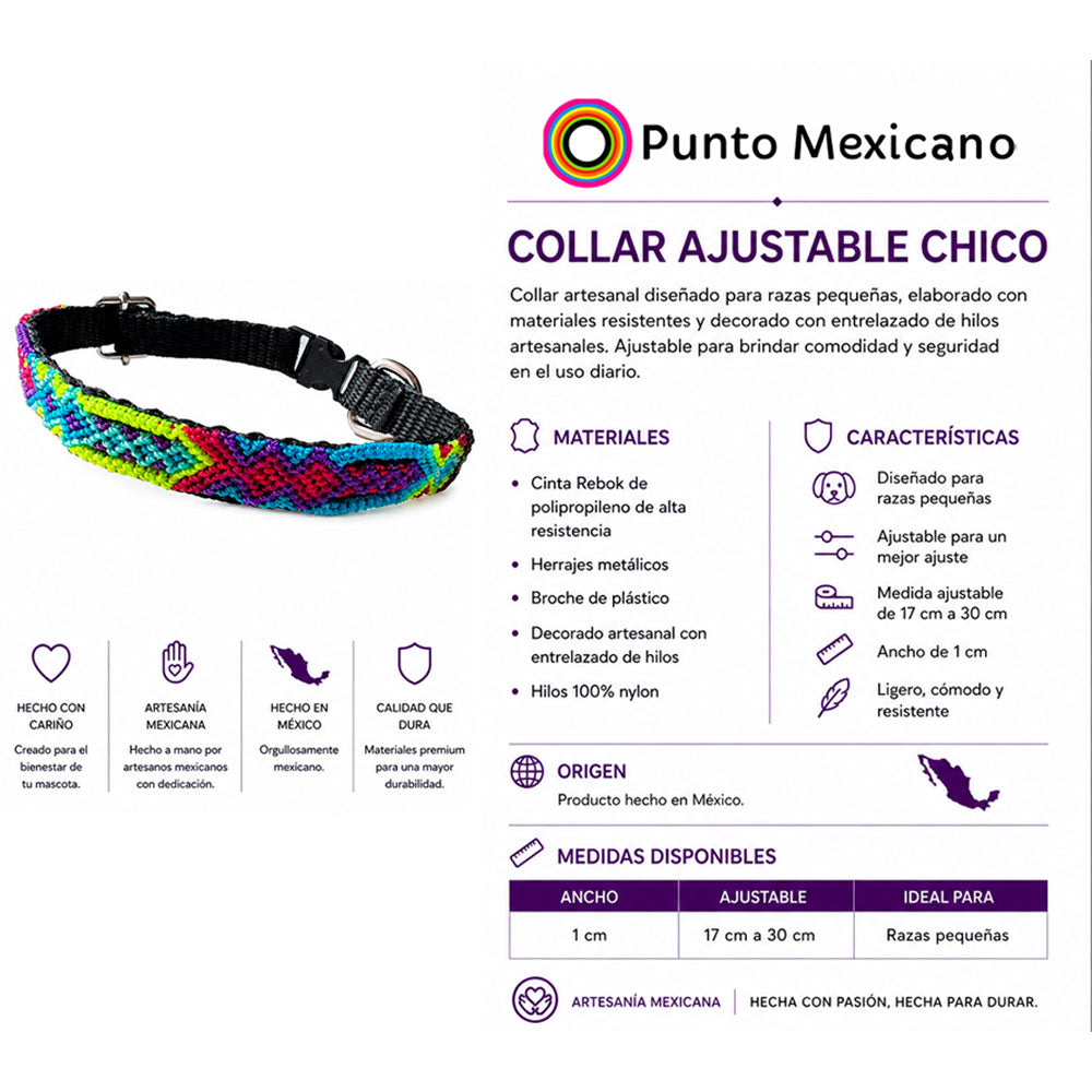 PUNTO MEXICANO - Collar Chico Ajustable Para Perro
