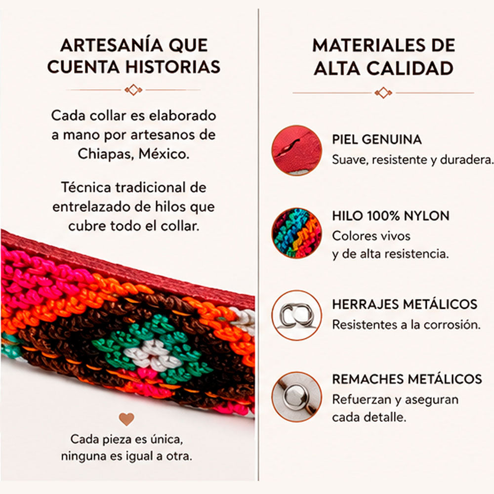 PUNTO MEXICANO - Collar Corrido Para Perro 27x1 Cm
