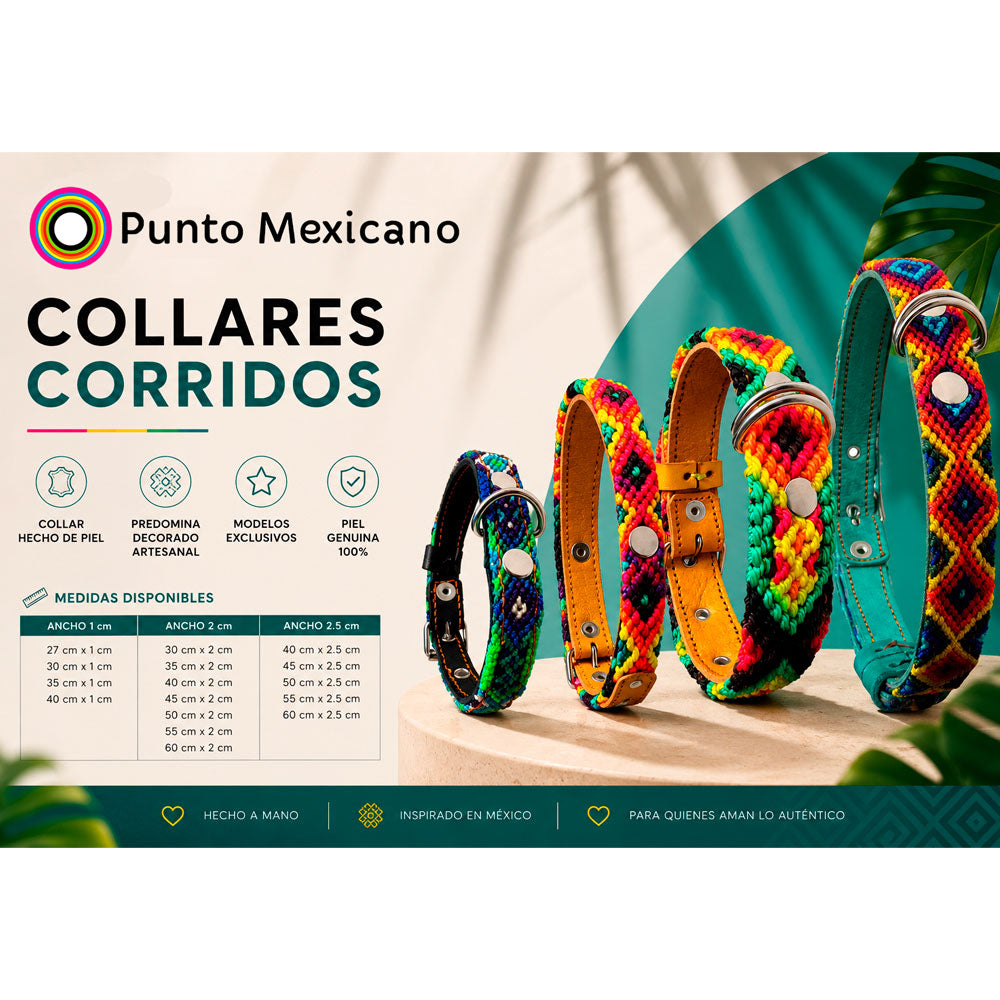 PUNTO MEXICANO - Collar Corrido Para Perro 45x2.5 Cm