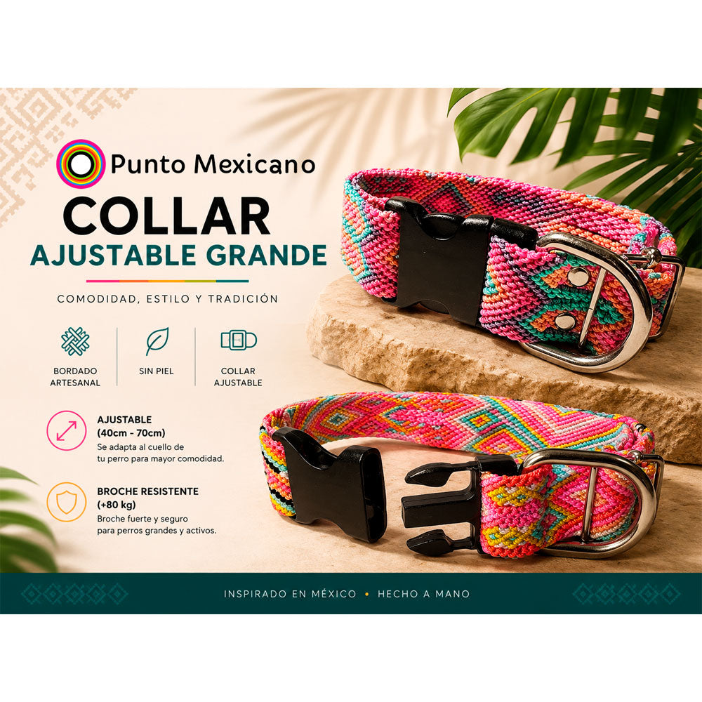 PUNTO MEXICANO - Collar Grande Ajustable Para Perro