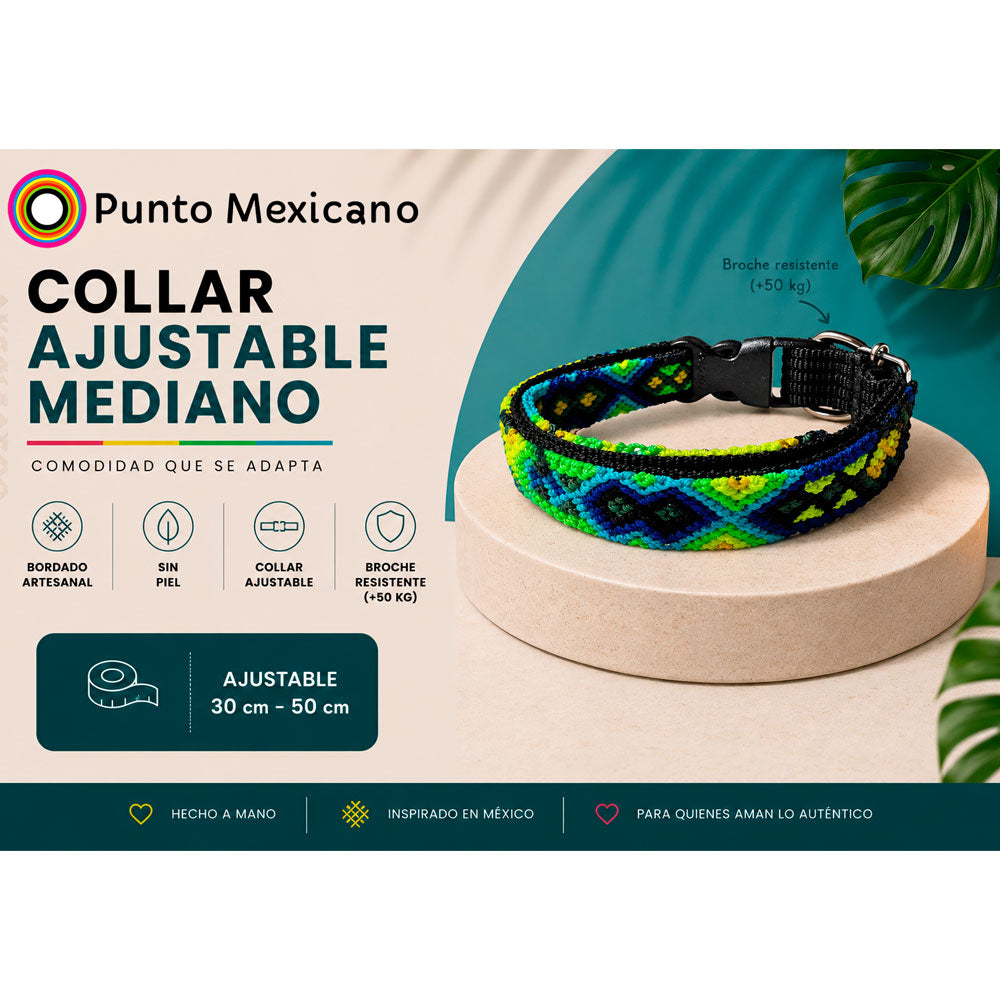 PUNTO MEXICANO - Collar Mediano Ajustable Para Perro