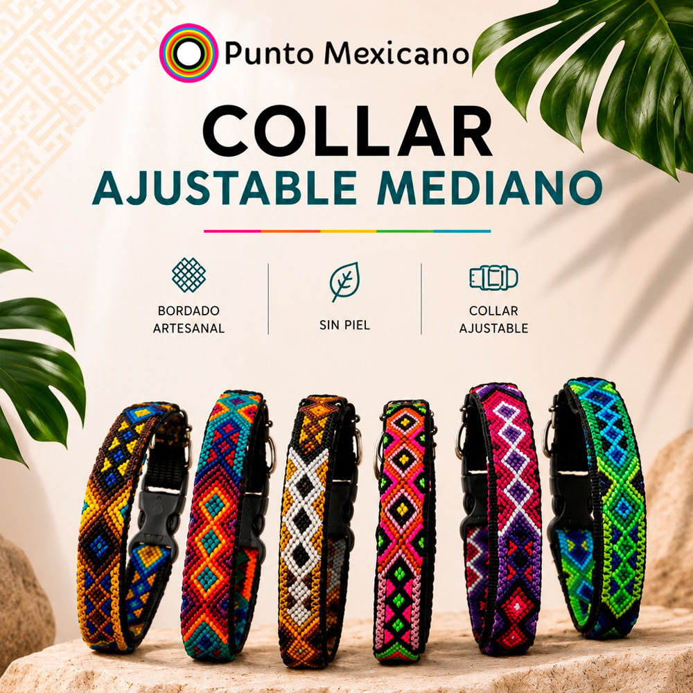 PUNTO MEXICANO - Collar Mediano Ajustable Para Perro