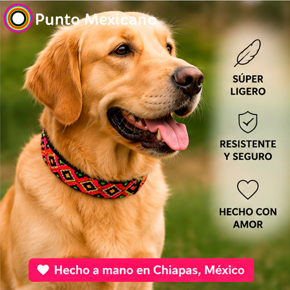 PUNTO MEXICANO - Collar Mediano Ajustable Para Perro
