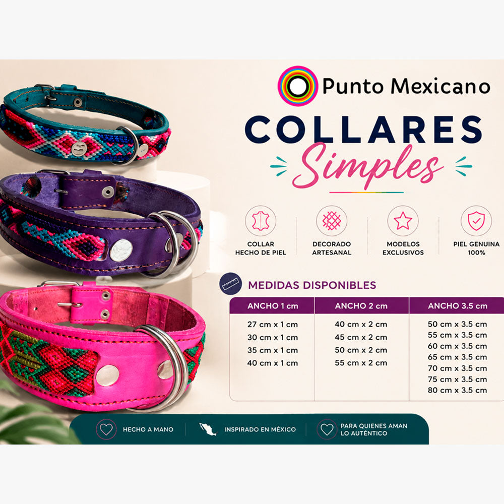 PUNTO MEXICANO - Collar Simple Para Perro 80x3.5 Cm