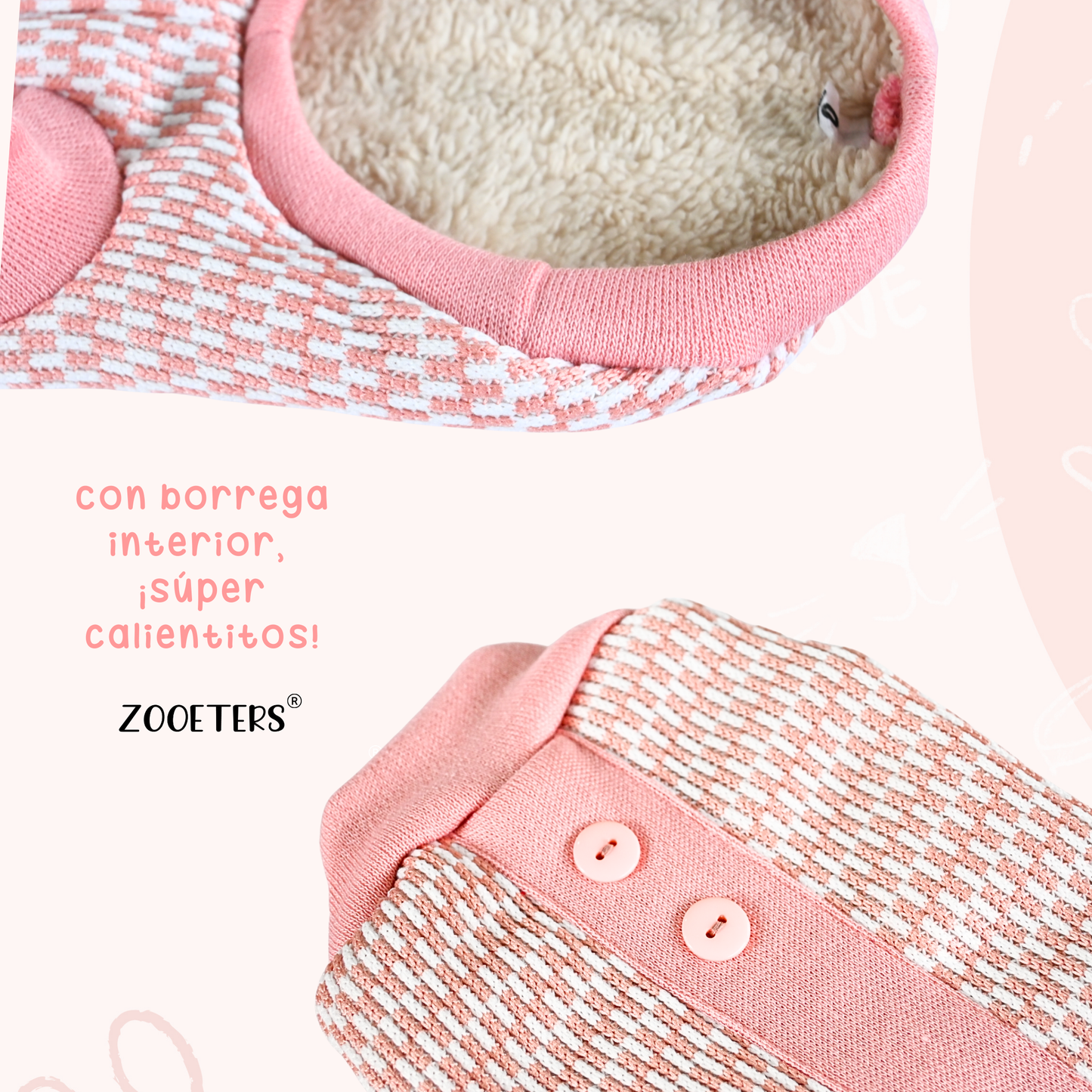 ZOOETERS - Suéter Cuadritos Color Rosa Para Perro T1