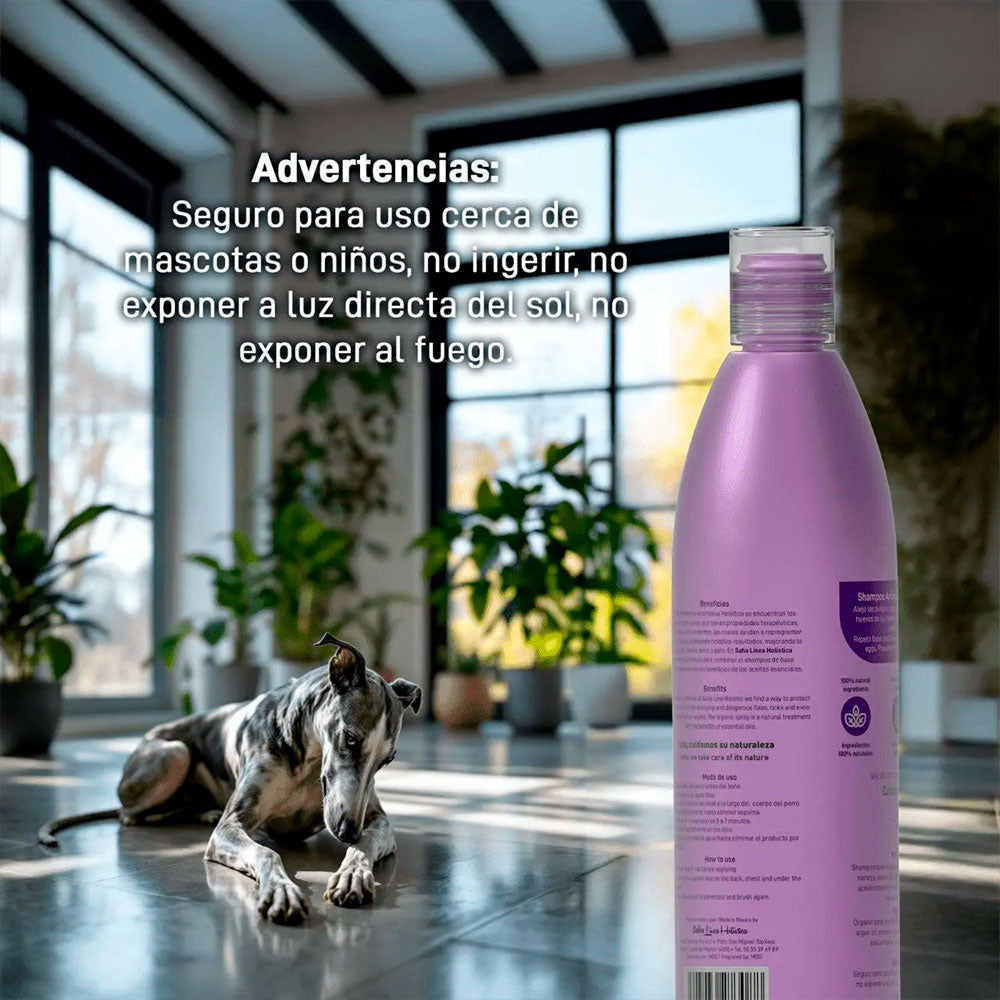 SAHA CAN - Shampoo Antipulgas Natural Para Perro y Gato 400 ml