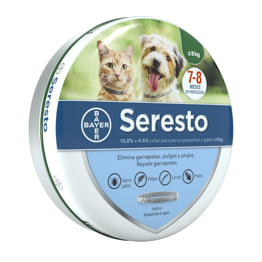 SERESTO - Collar Antipulgas y Garrapatas menores a 8 Kg
