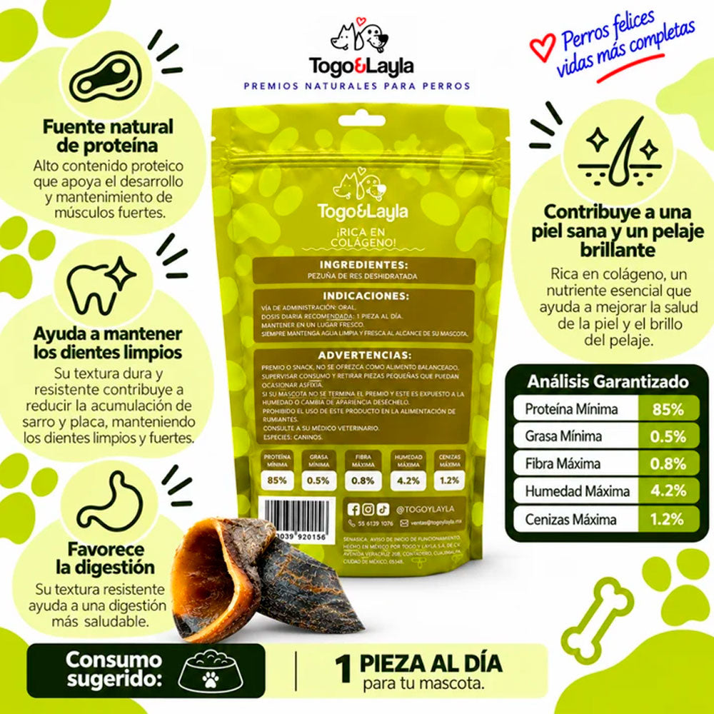 TOGO Y LAYLA - Premio Pezuña de Res Para Perro 2 pzas