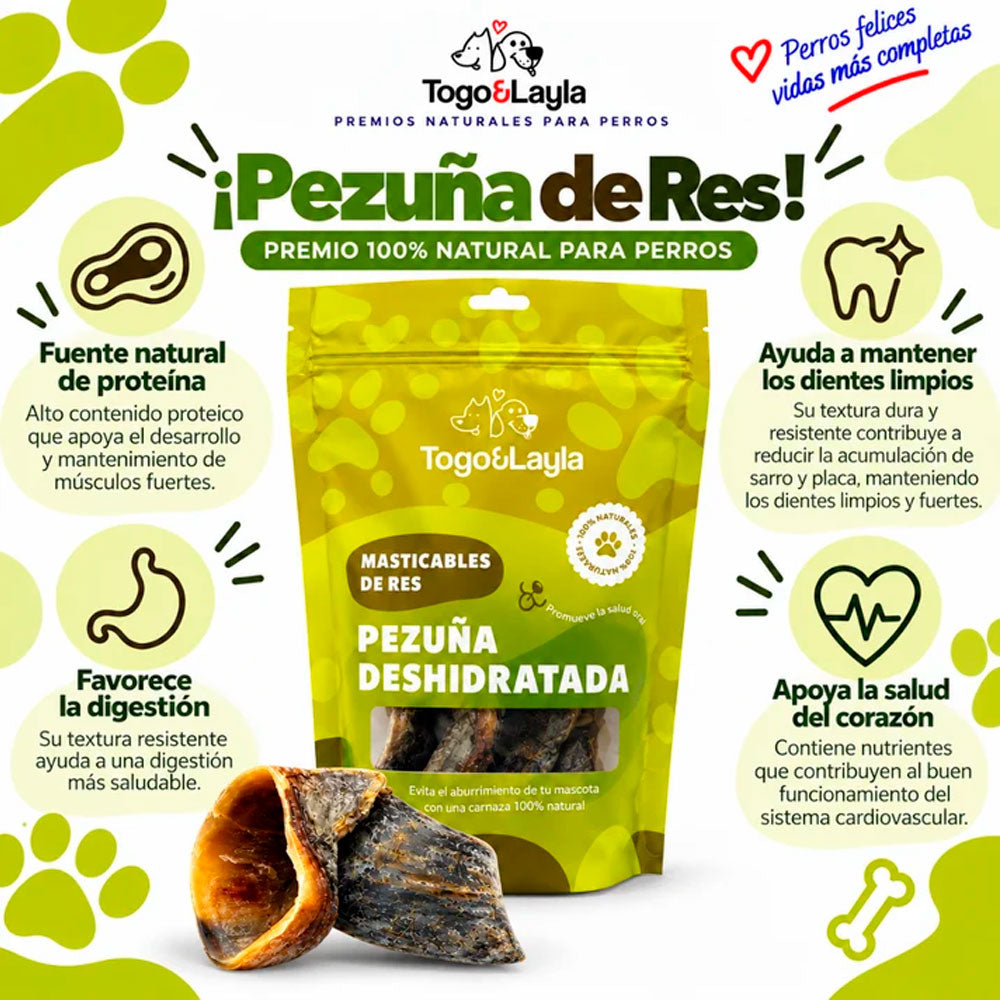 TOGO Y LAYLA - Premio Pezuña de Res Para Perro 2 pzas