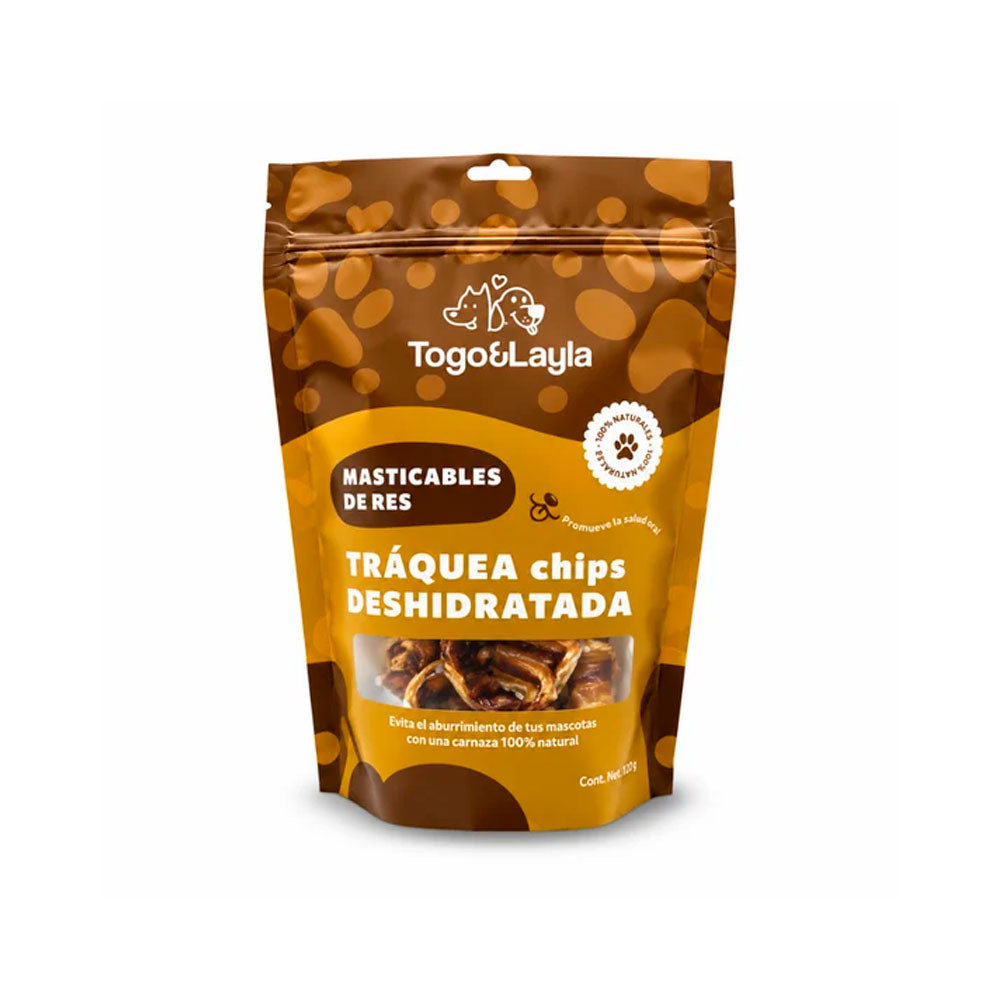 TOGO Y LAYLA - Premios Chips Tráquea de Res Para Perro 120 g