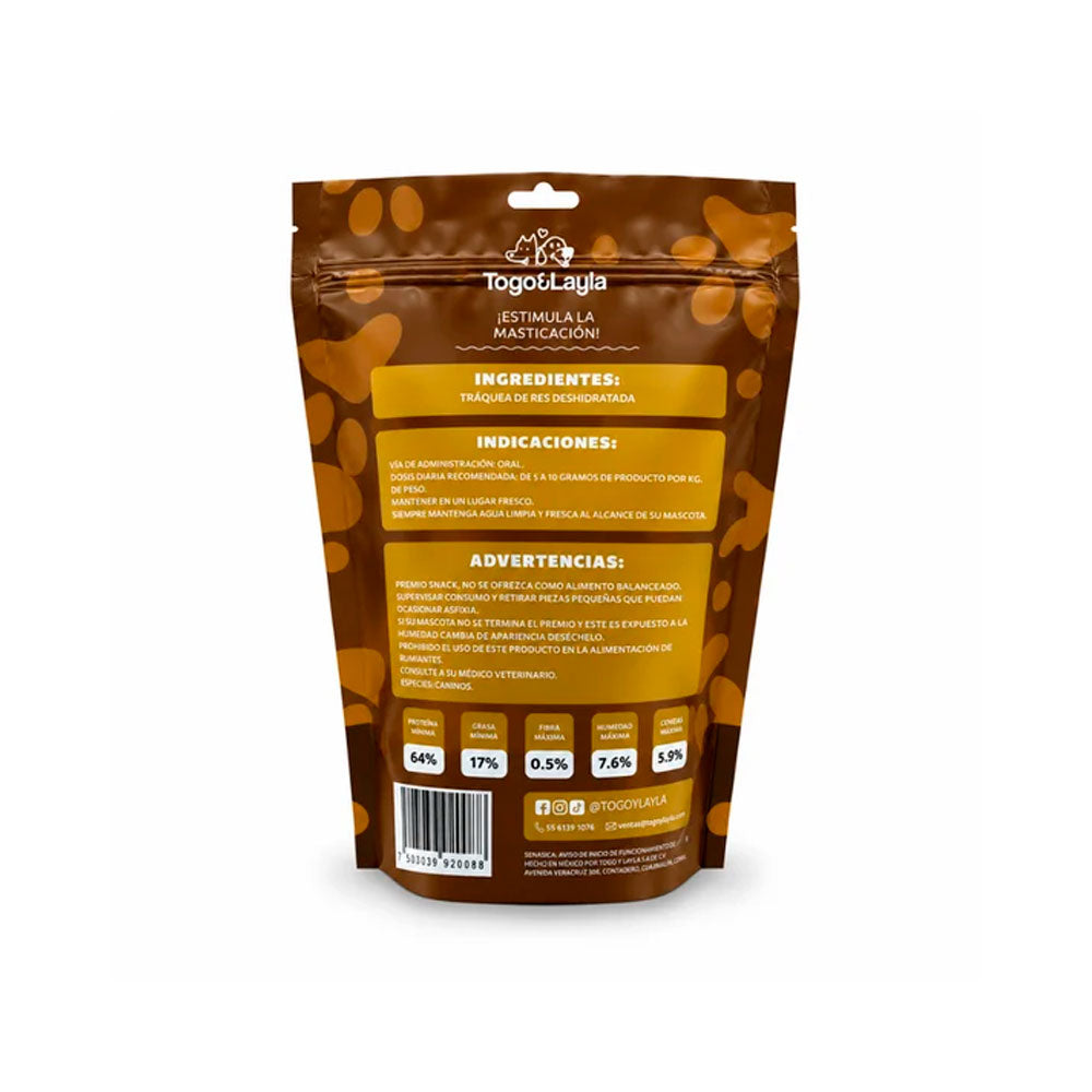 TOGO Y LAYLA - Premios Chips Tráquea de Res Para Perro 120 g