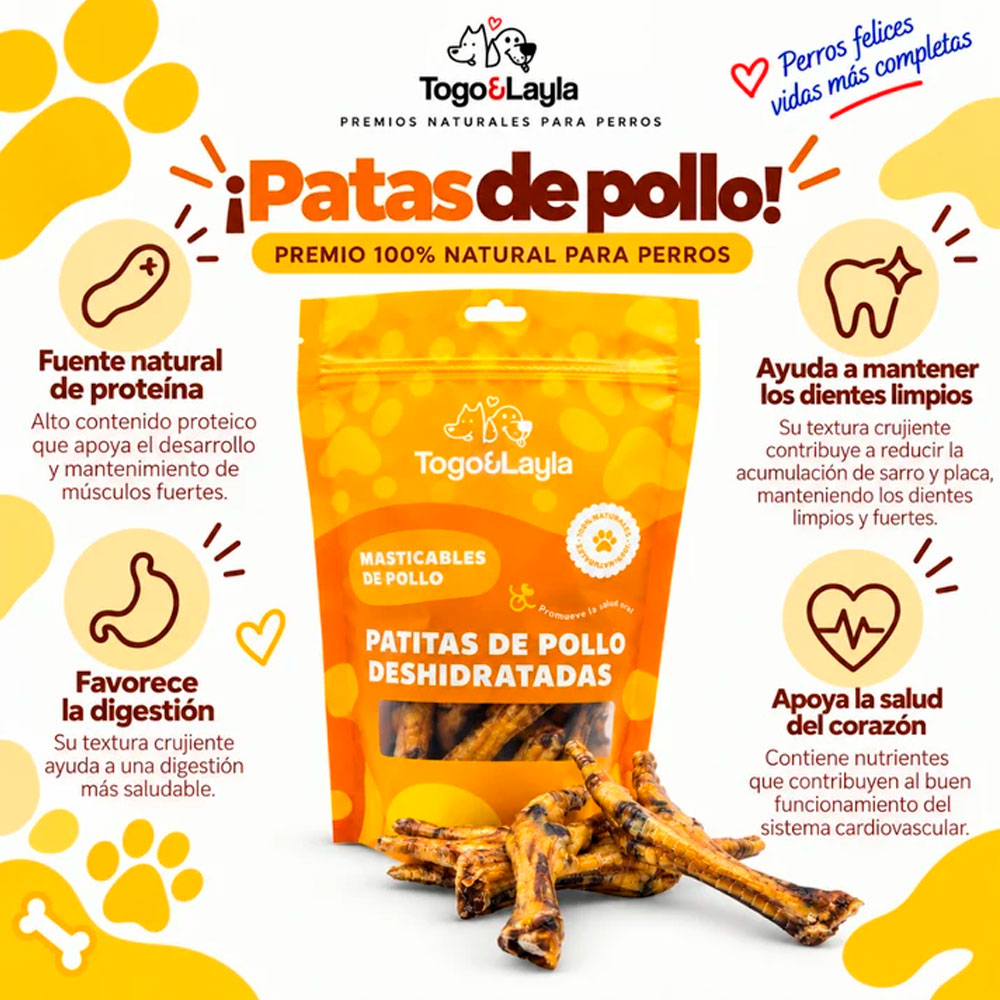 TOGO Y LAYLA - Premios Pata de Pollo Para Perro 12 pzas