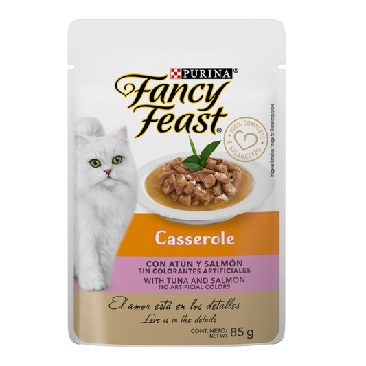 FANCY FEAST - Alimento Húmedo Casserole Atún y Salmón Pouch 85 g