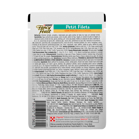 FANCY FEAST - Alimento Húmedo Petit Filete Pollo Pouch 85 g