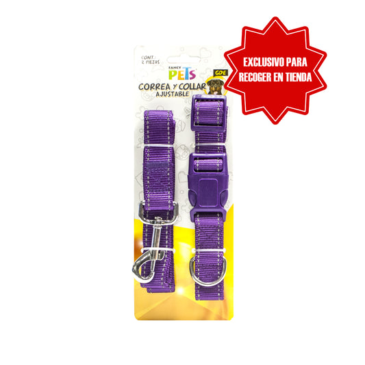FANCY PETS - Collar Para Perro Con Correa y Bandas Reflejantes Gde