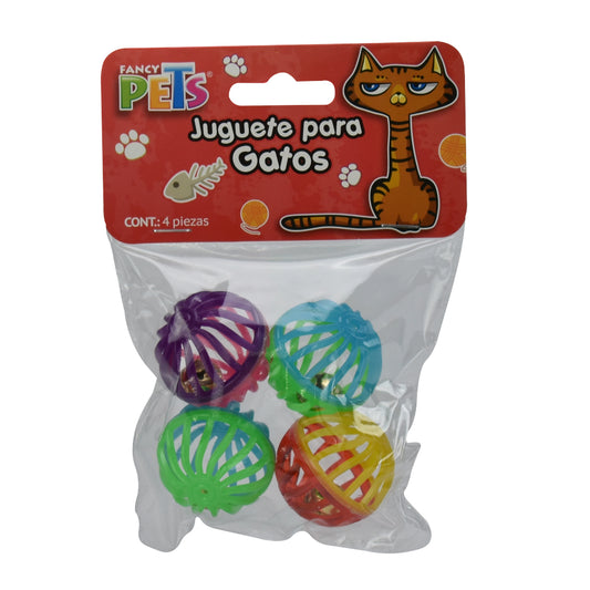 FANCY PETS - Juguete Para Gato Pelotas Bicolor 4 Pzas