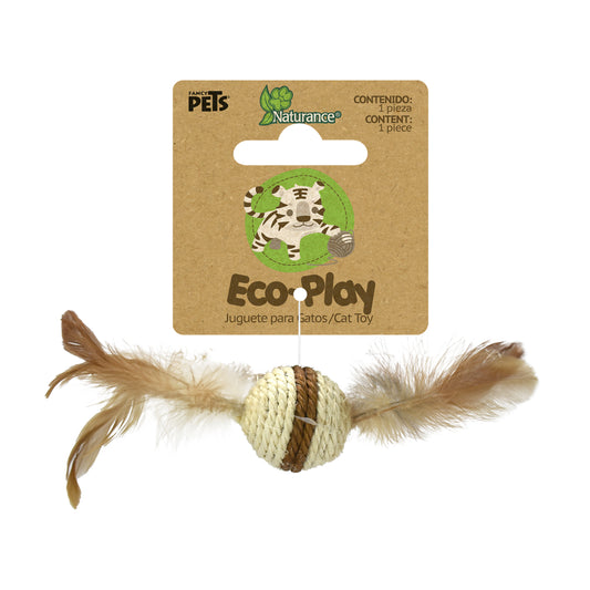 NATURANCE - Juguete Eco para Gato Bola con Plumas