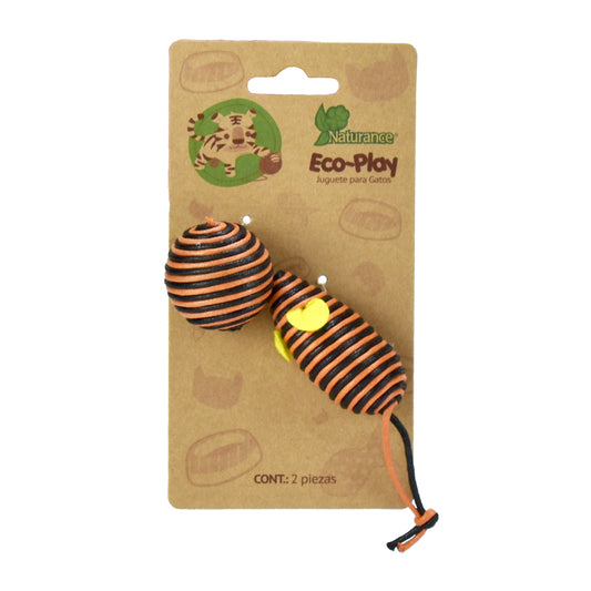 NATURANCE - Juguete Eco para Gato de Bola Y Ratón