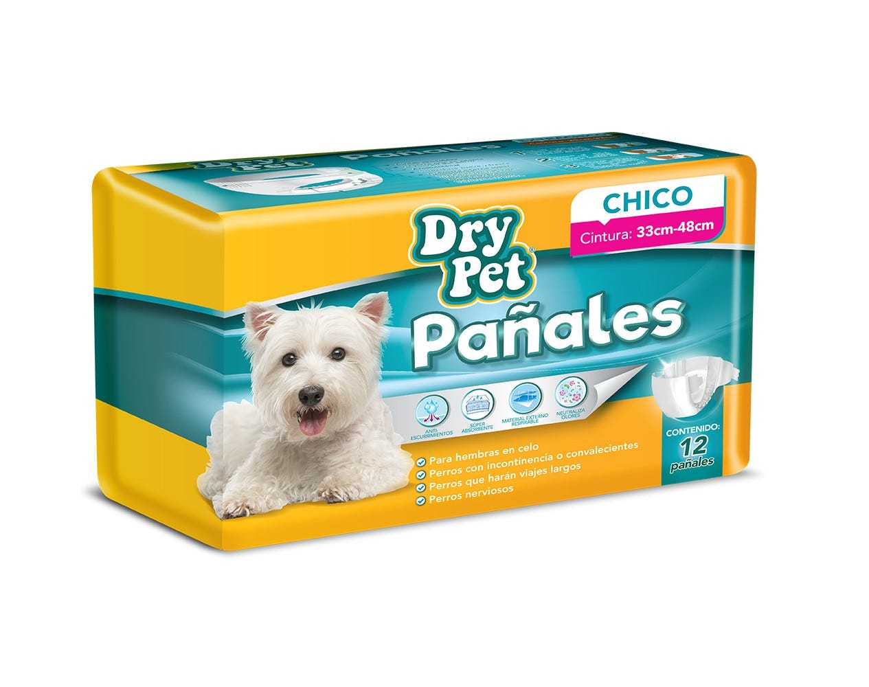 DRY PET - Pañales Para Perro 12 Pzas CH