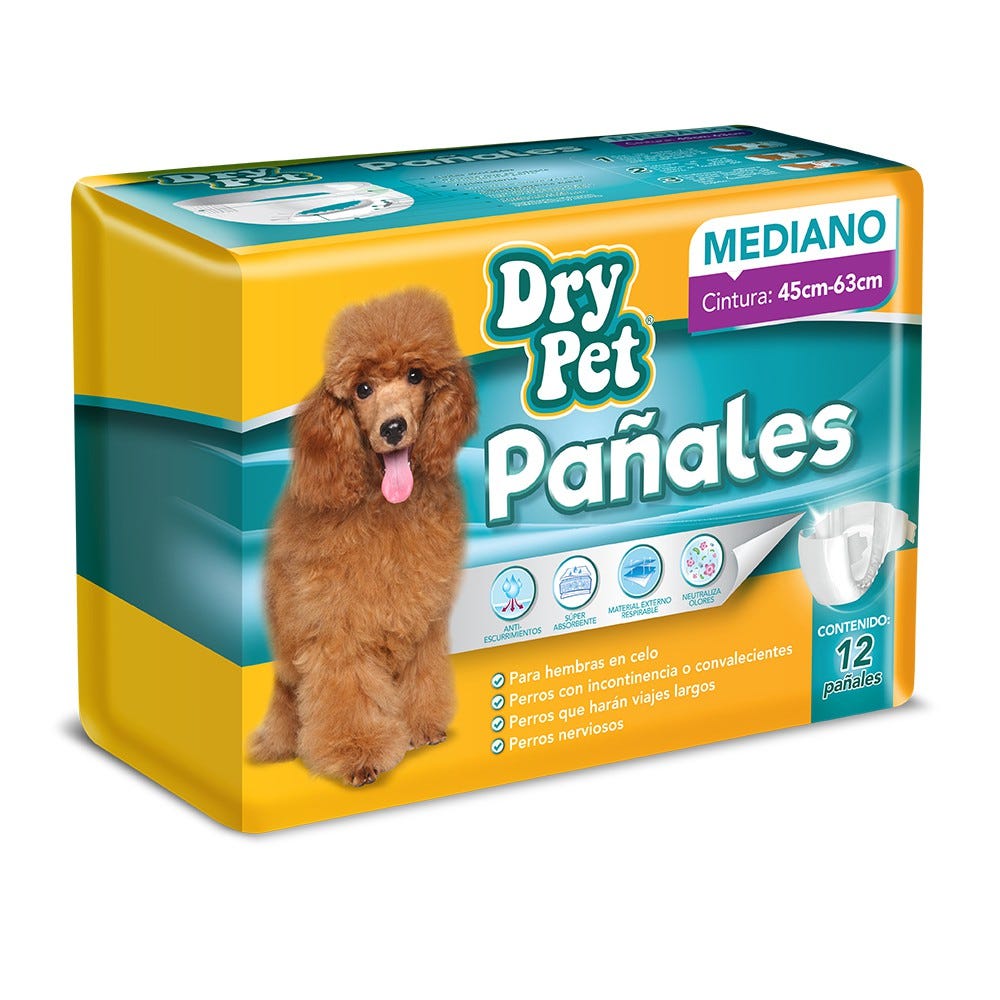 DRY PET -  Pañales Para Perro 12 Pzas Med