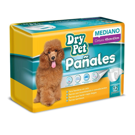 DRY PET -  Pañales Para Perro 12 Pzas Med